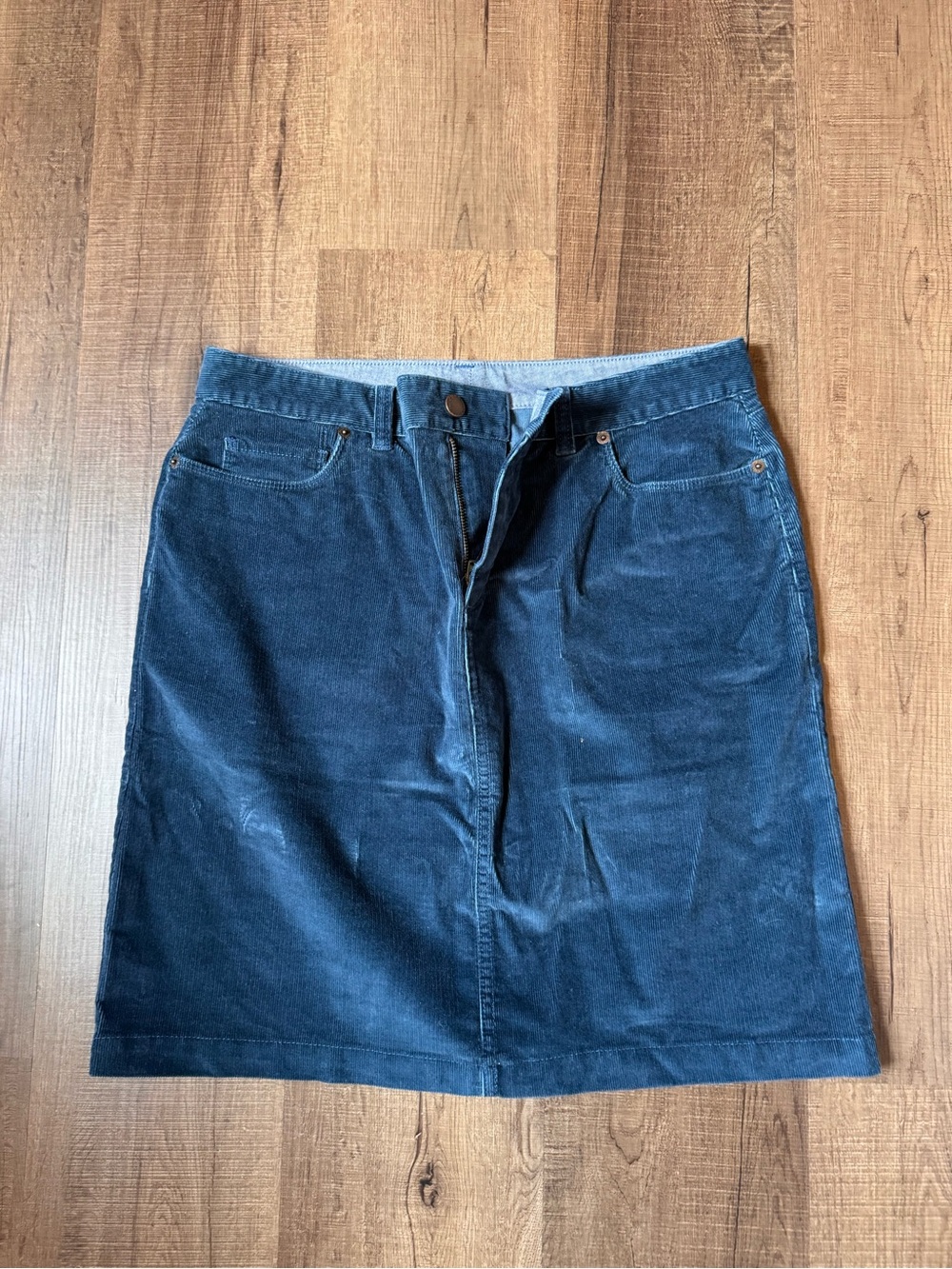 L.L. Bean Navy Corduroy A-Line Skirt